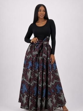 African Print Maxi Skirt with Pockets | Elegant, Flowy & Vibrant Statement Skirt